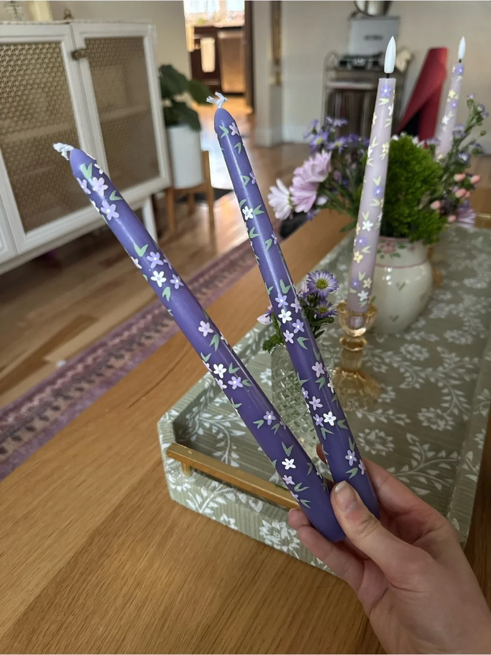 Hand painted taper candles